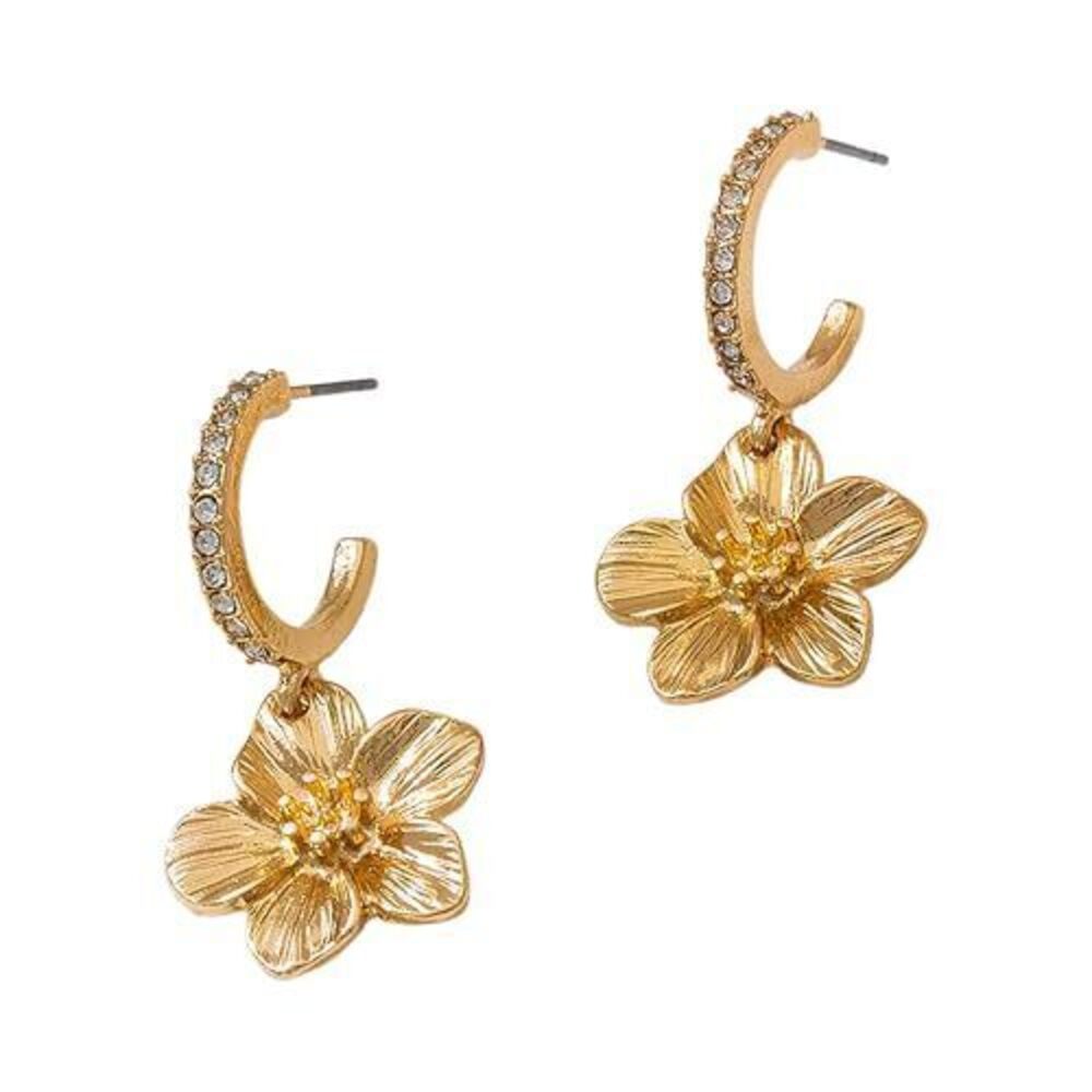 5311 Gold Flower Earrings Fashion Floral Hoop Dangle Earrings Vintage